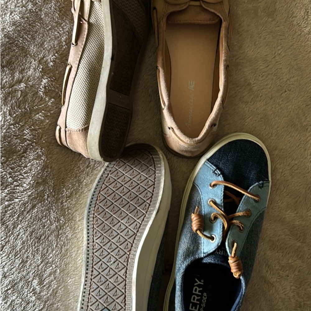 Sperry and American Eagle Women's Casual Boat Shoes bundle - Blue and Tan